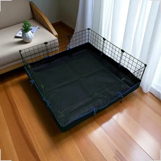 Cercado 30x30 Estilo Gaiola com Tela Aramada, Forro Portátil Lavável Branco/Preto Sem Tampa