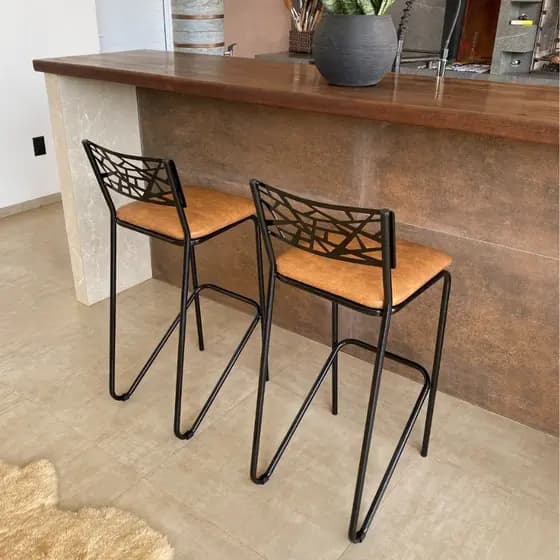 Kit 2 Banqueta Alta Moderna Estrutura Reforçada Aço Pintura Premium Ideal Para Cozinha Americana