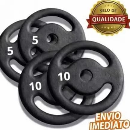 Kit Par Anilhas de 10kg (2x10 kg) + Par Anilhas 5kg (2x5 kg) Pintura Reforçada academia
