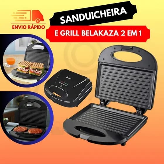 Sanduicheira E Grill 2 em 1 Para Pão Lanches Misto Quente E Grelhar Steak Frango Hamburguer 220v