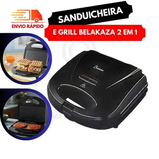 Sanduicheira E Grill 2 em 1 Para Pão Lanches Misto Quente E Grelhar Steak Frango Hamburguer 110v