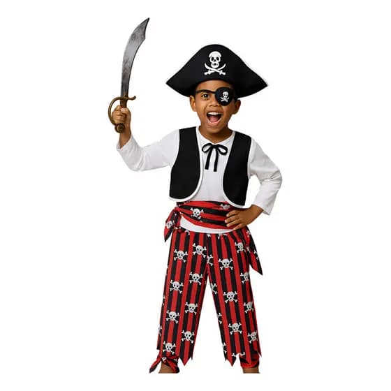 Fantasia Completa Infantil Menino Pirata Carnaval Haloween