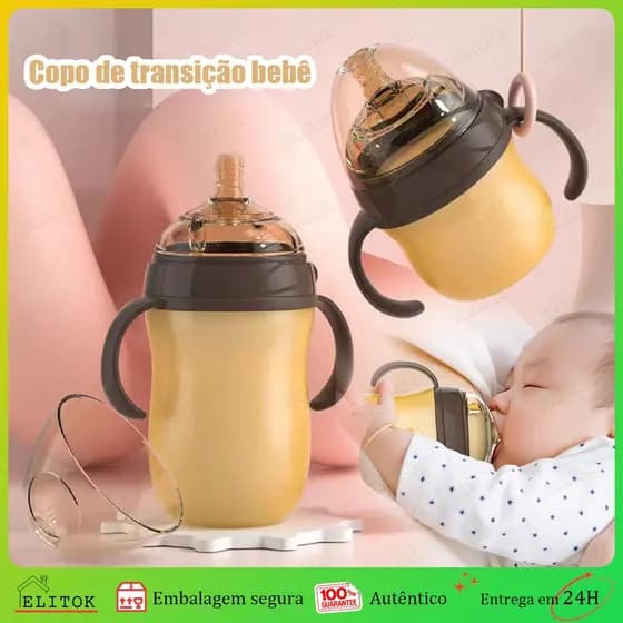 Mamadeira Que Imita O Peito Da Mãe Garrafa De Água De Silicone Nano Com Alça 150ML/240ML 0 A 36 Meses