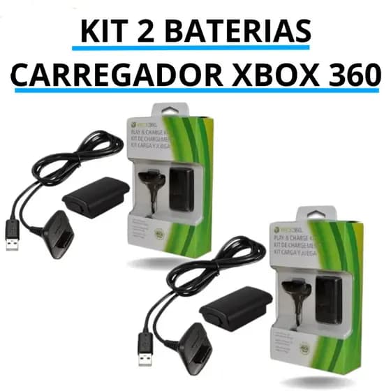 Kit Bateria + Cabo Xbox 360 Carregador Controle Envio Rápido