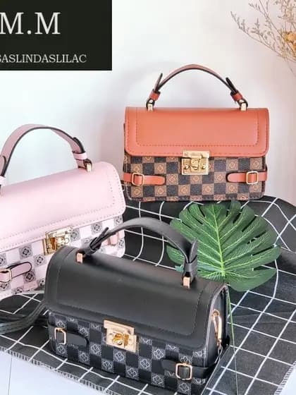 Bolsa feminina retrô preguiçosa pequena xadrez crossbody