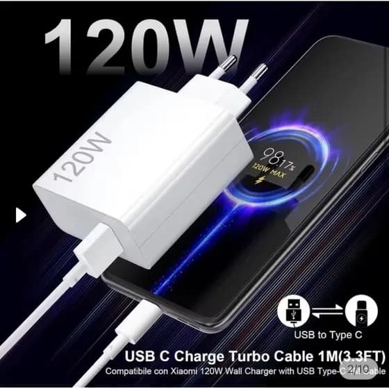 Carregador Turbo 120w Fonte Usb Carregador + cabo Ultra Rápido 120w Usb C Turbo