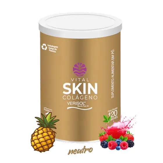 Colágeno Verisol Ácido Hialurônico 120g vários sabores Skin Vital Atman