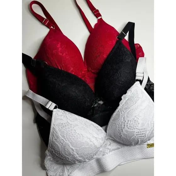 Kit 2 Sutiãs Plus Size Renda com Bojo Soft Reforçado e Colchete Três Ganchos Estilo & Conforto