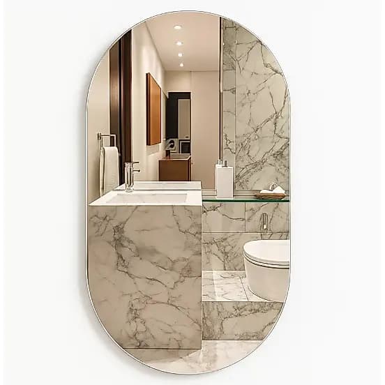 Espelho Decorativo Oval 40x50cm e 80x50cm Vidro Lapidado Banheiro e Quarto