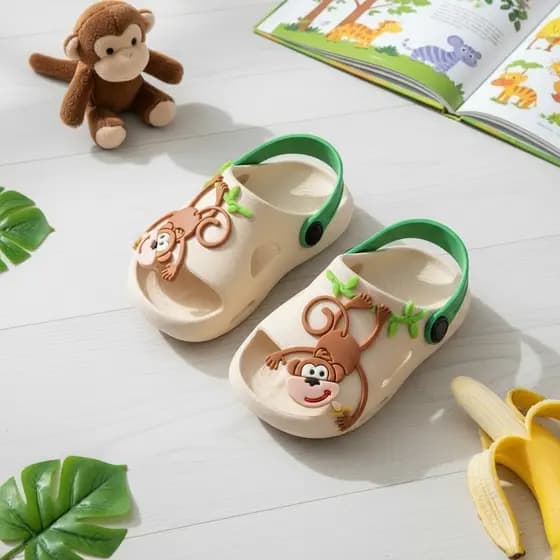 Chinelo Infantil Nuvem Animais Slide Meninos Coloridos Macios Confortável Leve Masculinos Desenhos