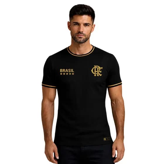 Camisa Flamengo Masculina Brasil Holográfico Preta Coimbra 34194