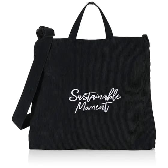 Jaedo Bolsa tote com letras bordadas de grande capacidade, bolsa transversal de veludo cotelê, bolsa de ombro