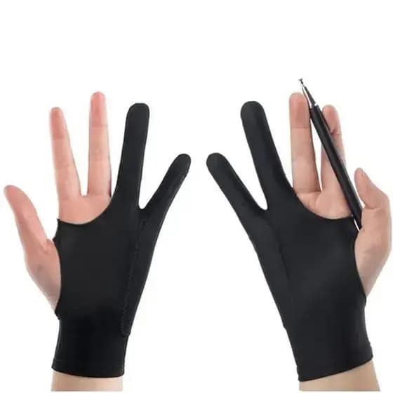 1 Luva Desenho Rejeição Toque 3 Camadas Palm Rejection Preta
