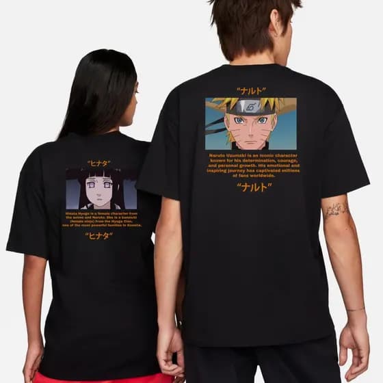Kit Camisetas De Casal Anime Naruto Boruto Hinata Hyuga Costas Estampadas