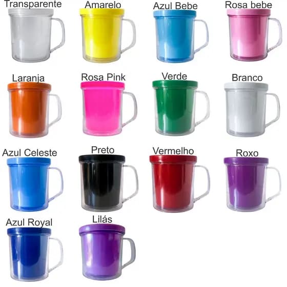 Canecas Acrílica Porta Foto 14 Cores Disponíveis