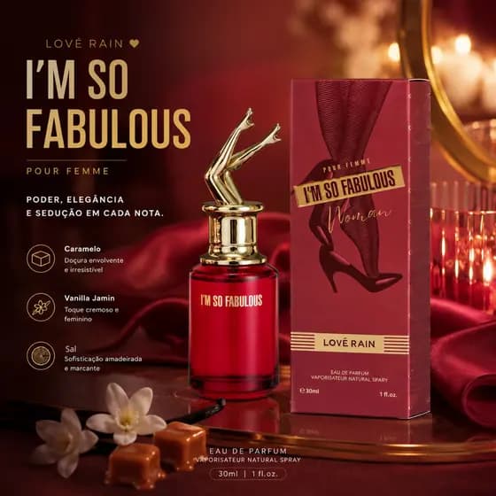 Perfume Feminino Importado Premium 30ml Lové Rain Longa Duração Caramelo Baunilha Jasmim Doce Alta Fixação
