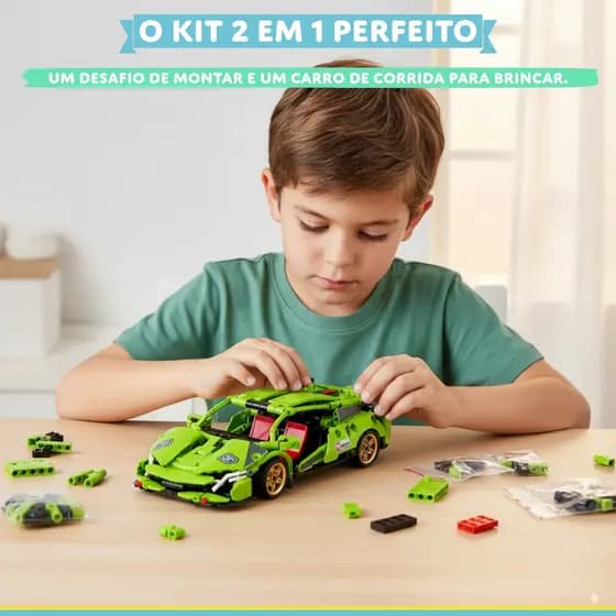 Supercarro De Corrida Blocos De Montar 451 Peças Pull Back Portas Tesoura 1:18