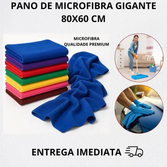 Pano de Chão Microfibra Grande Gigante Limpeza Multiuso Automotivo Mágico Toalha Macio Sem Fiapo Top