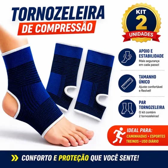 Kit 2 Tornozeleira de Compressão Ortopédica Esportes Estabilizadora Exercícios Fisico Treino C/A!!!!