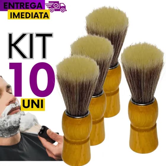 Jogo Kit 10 Unidades Pincel de Barbear Com Cabo de Madeira Cerdas Macia Kit Para Barbeiro Salão Barbearia Utilidades