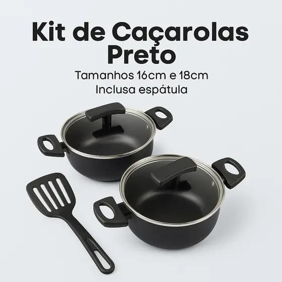 Kit Caçarola com Tampa de Vidro | Antiaderente Teflon + Espátula de Brinde- Kit PANELA Arroz e Feijão.