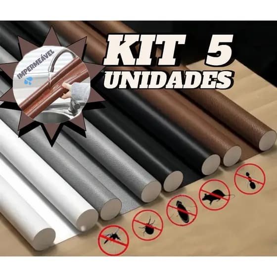 Kit 5 Veda Portas Ajustável Protetor de 80cm Rolinho Impermeável Vedação De Porta