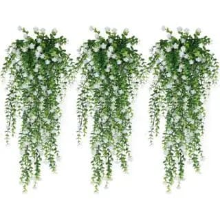 Plantas artificiais ao ar livre flores penduradas plantas penduradas videiras folhas de eucalipto falsas verdes