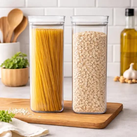Kit 2 Potes Herméticos 2,2 Litros Acrílico Cristal Armazenador de Alimentos Organizador Resistente