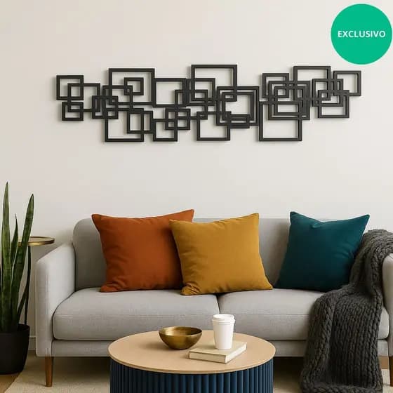 Quadro Sala Grande Moderno e Abstrato para Decoração Escultura de Parede em MDF Minimalista