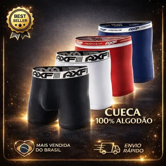 Kit Com 5 Cuecas Boxer 100% Algodão
