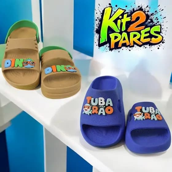 Sandália Papete Nuvem Infantil Menino Dinossauro e Tubarão Super Confortável e Antiderrapante