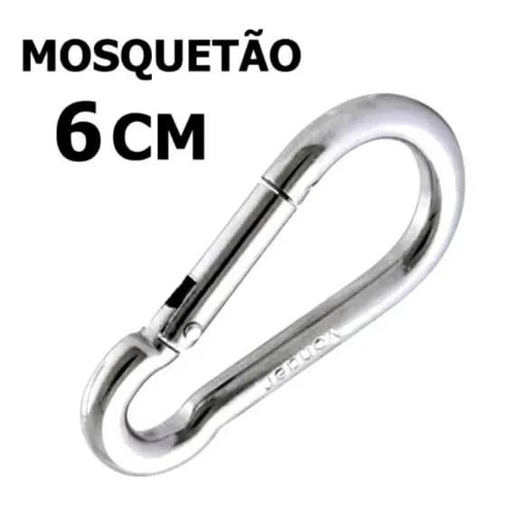 Kit 5 Mosquetão Aço Carbono 6cm 6x60 Trava Simples Suporta 120kg