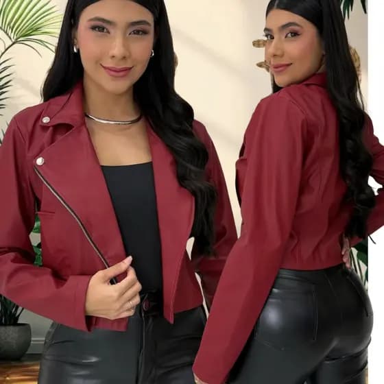 Jaqueta de Couro Sintético Feminina Elegante - Zíper | Corino com Elastano | Tamanhos P ao GG