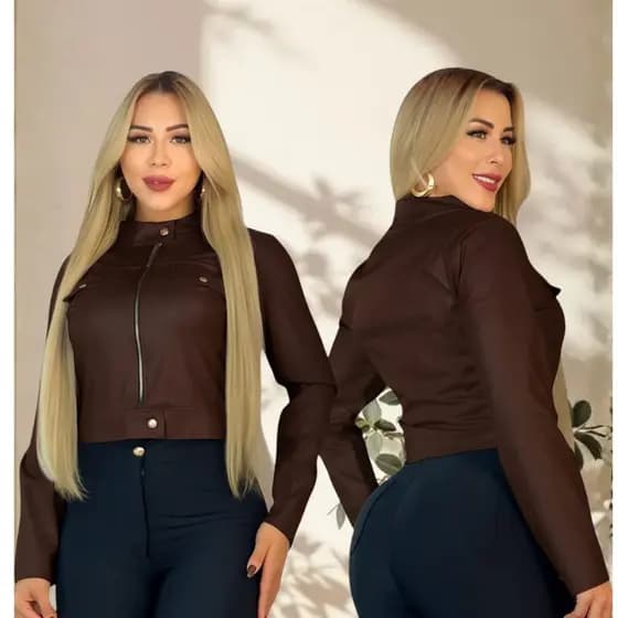 Jaqueta feminina courino