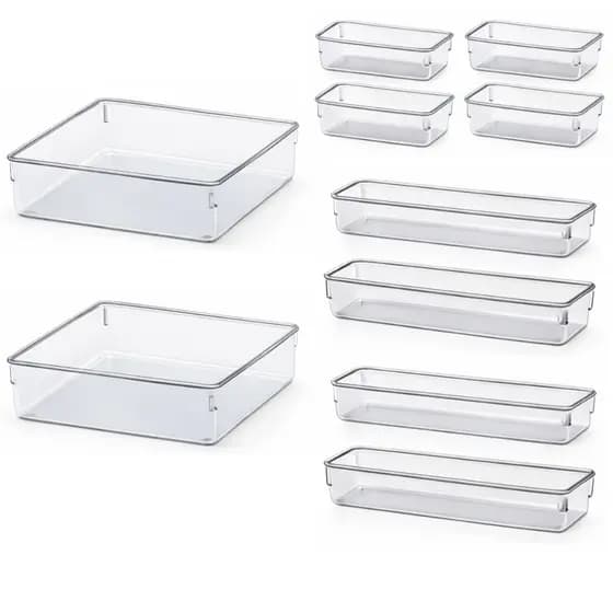 Kit até 10 Organizador Modular Multiuso de Acrilico Gaveta Geladeira