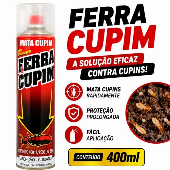 Ferra Cupim Aerosol Ferra Cupim 400ml Acao Rapida Inceticida Mata Cupim Pronta Entrega