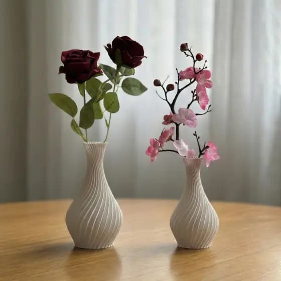 Kit 2 Vasos Decorativos Espiral Stylish 3D Modernos para Sala e Escritório