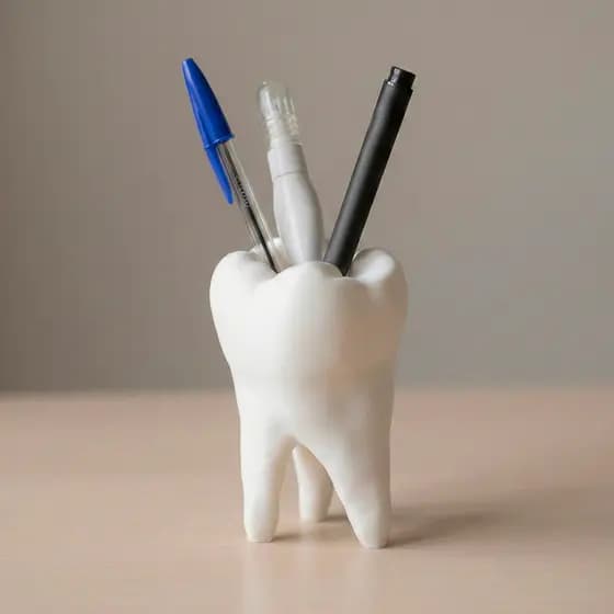 Porta-Lápis/Caneta Dentinho Organizador De Mesa Em Formato De Dente Escritório Consultório Dentista