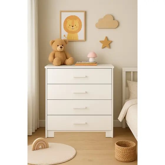 Cômoda 4 Gavetas Grande Espaçosa Branco Linha Premium Quarto Infantil