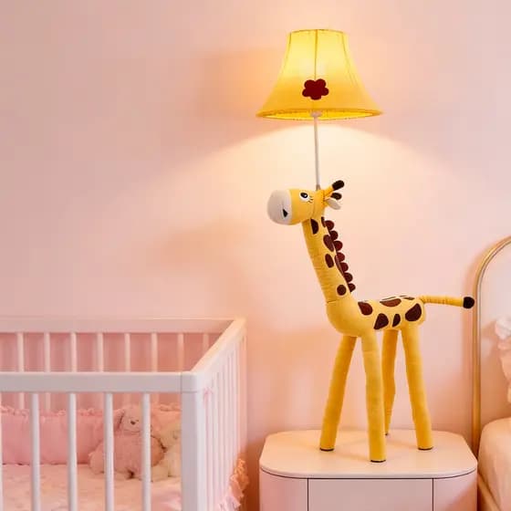 Abajur Infantil Girafa Safari Pelúcia Luminária Quarto Bebê Criança Luz Noturna Decoração