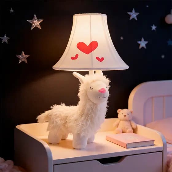 Abajur Infantil Lhama Pelúcia Luminária Quarto Bebê Criança Luz Noturna Presente Decorativo