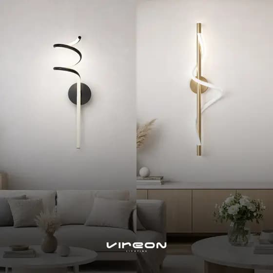 Arandela LED Moderna Design Espiral Luxo Decorativa Parede Sala Quarto Cabeceira Premium