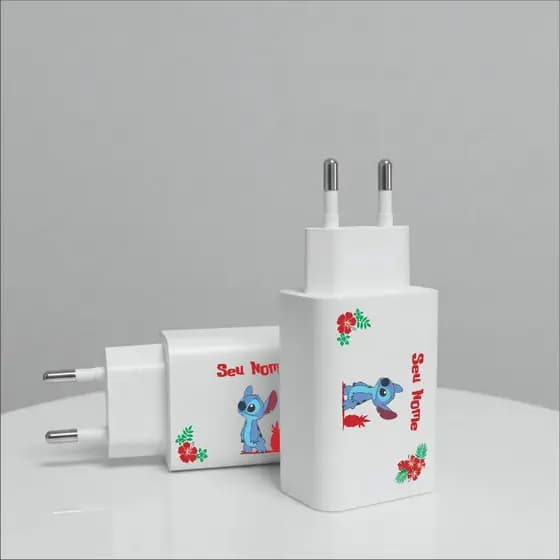 Fonte Carregador Turbo 65W USB-C PD Maxion + USB-A Bivolt - Personalizado Nome - Exclusivo ST HAVAÍ F-001