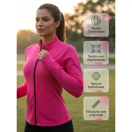 JAQUETA FEMININA DRY FIT HELANCA COM ZIPER | PROTEÇÃO UV, LEVE, CONFORTÁVEL, TREINO E CAMINHADA.