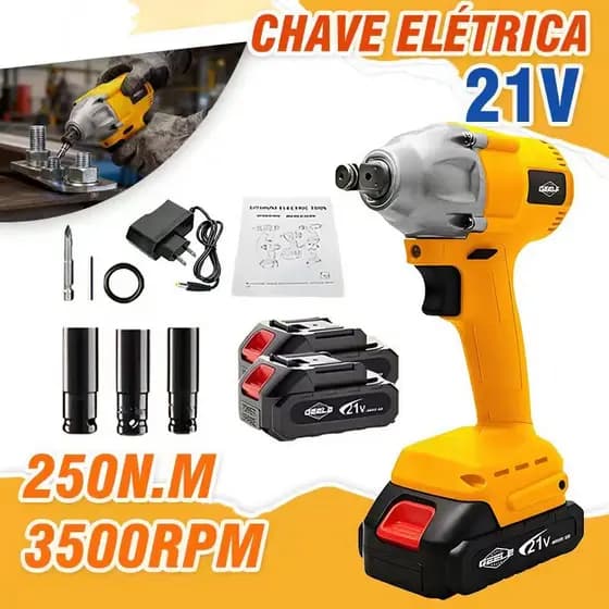 Chave Elétrica Sem Fio De 2 Baterias De Impacto torque Escova