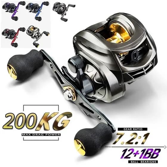 Novo AK2000 Cast 7.2 : 1 18 max 200kg Carretel De Pesca De Arrasto + Freio De Liberação Magnética 1BB Para Salwato .