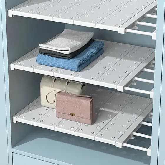 Prateleira Retrátil Ajustável 48-80cm Inox Branca - Organizador para Cozinha, Armário e Guarda-Roupa