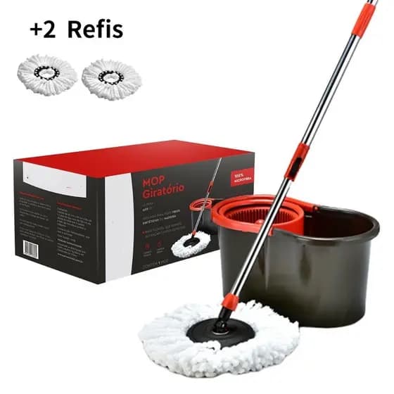 haosin Esfregão Giratório Regulável 360° haosin Balde Centrífuga rodo magico refil Microfibra 2 Refis mop