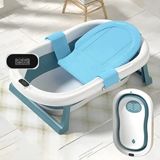 Banheira Retrátil De Silicone Para Bebês , Dobrável Viagem De 45L Com Display Digital De Temperatura LED haosin