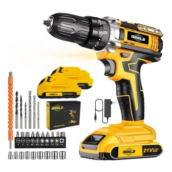 Furadeira Parafusadeira 45N.m 3/8" 21V 2 Baterias com e acessórios GEELE